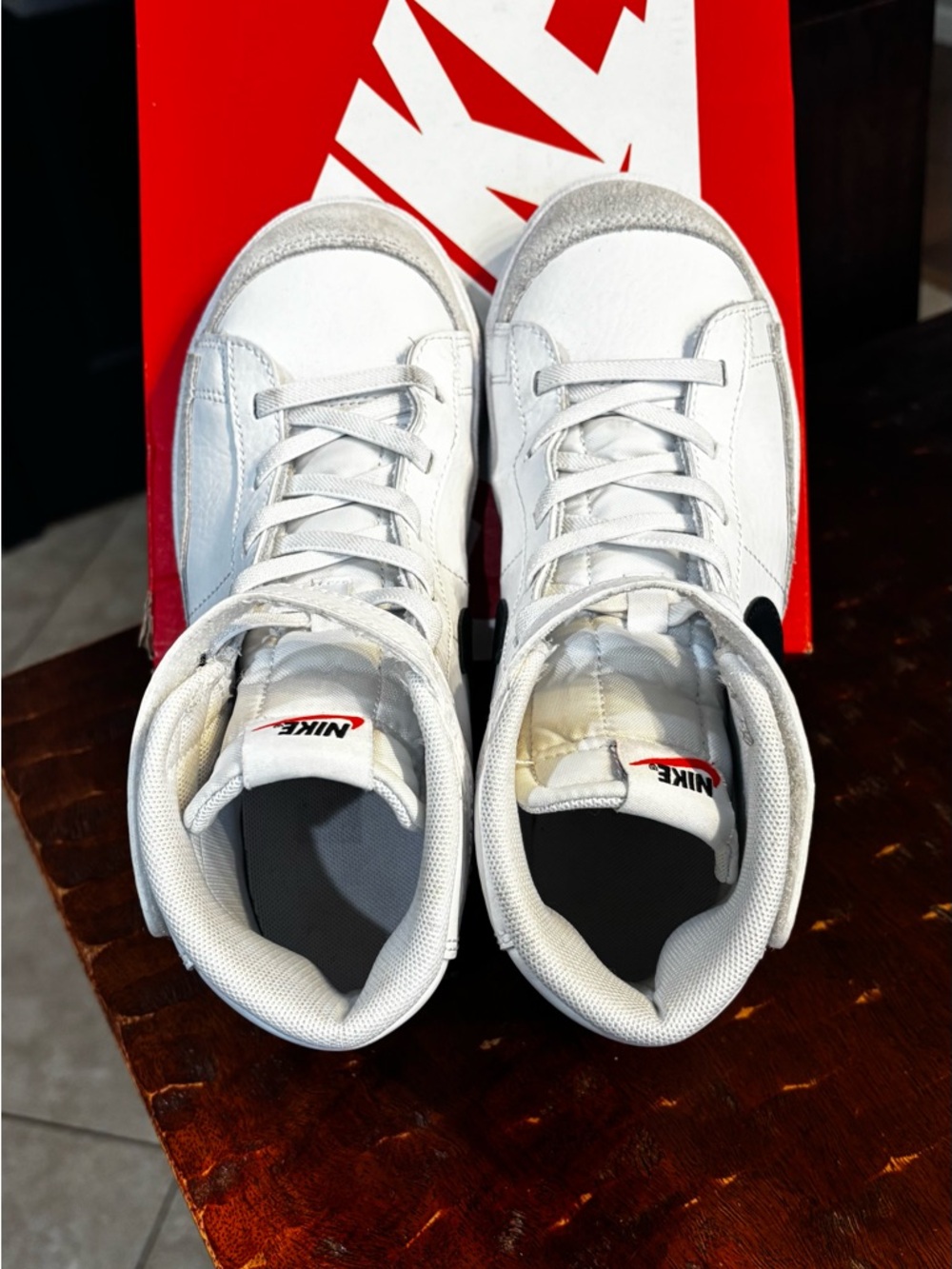 Nike Kids White and Black High-Top Sneakers